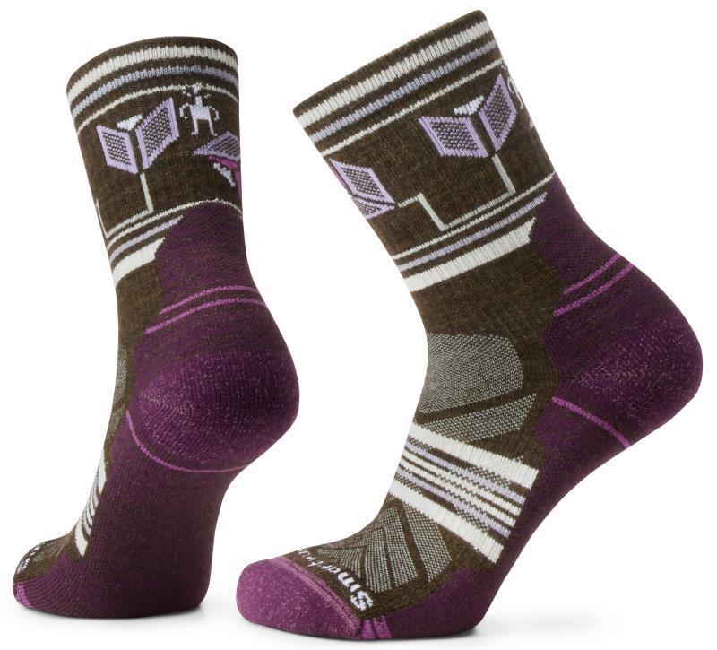 Hike Light Cushion Castle Peak Pattern Mid Crew Socks - Womens