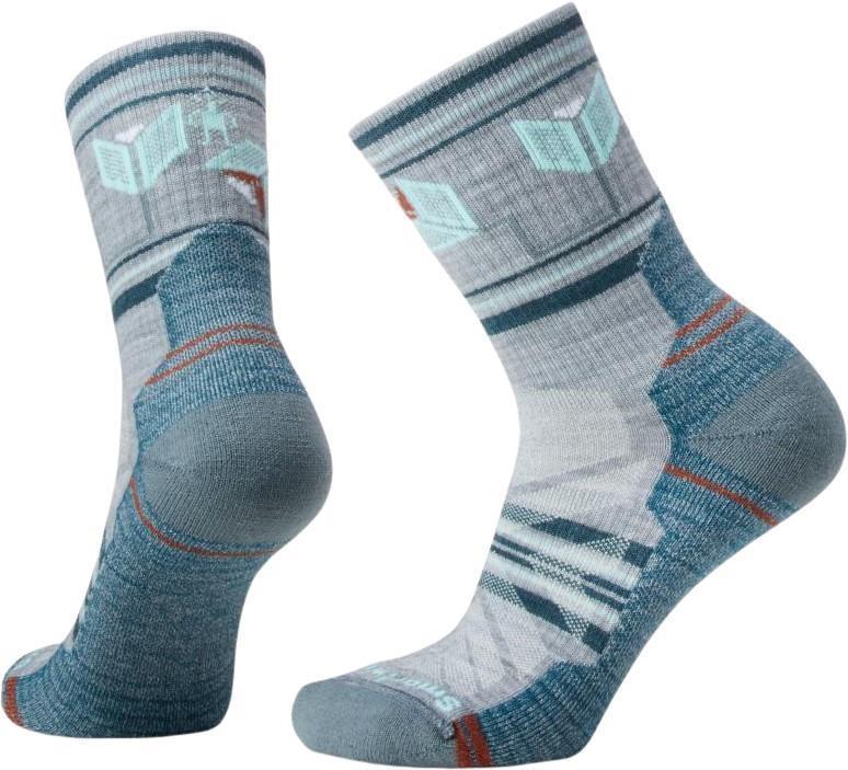 Hike Light Cushion Castle Peak Pattern Mid Crew Socks - Womens - Image 2