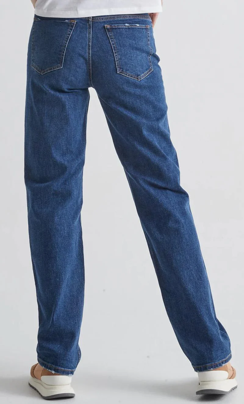 Midweight Performance Denim Loose Straight Jeans, 32" Inseam - Womens - Image 3