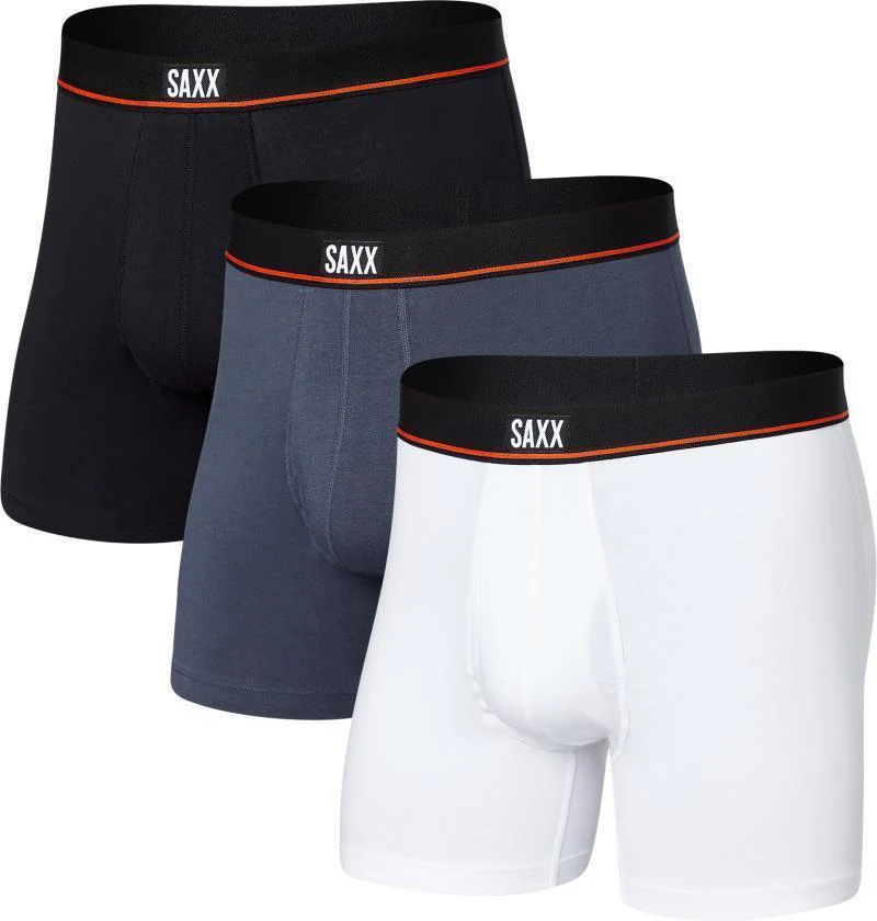 Non-Stop Stretch Cotton Boxer Briefs w/ Fly, 5" Inseam - Mens - 3 Pack