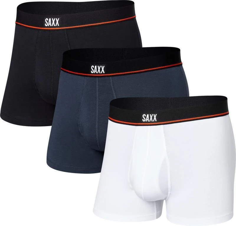 Non-Stop Stretch Cotton Trunks w/ Fly, 3" Inseam - Mens - 3 Pack