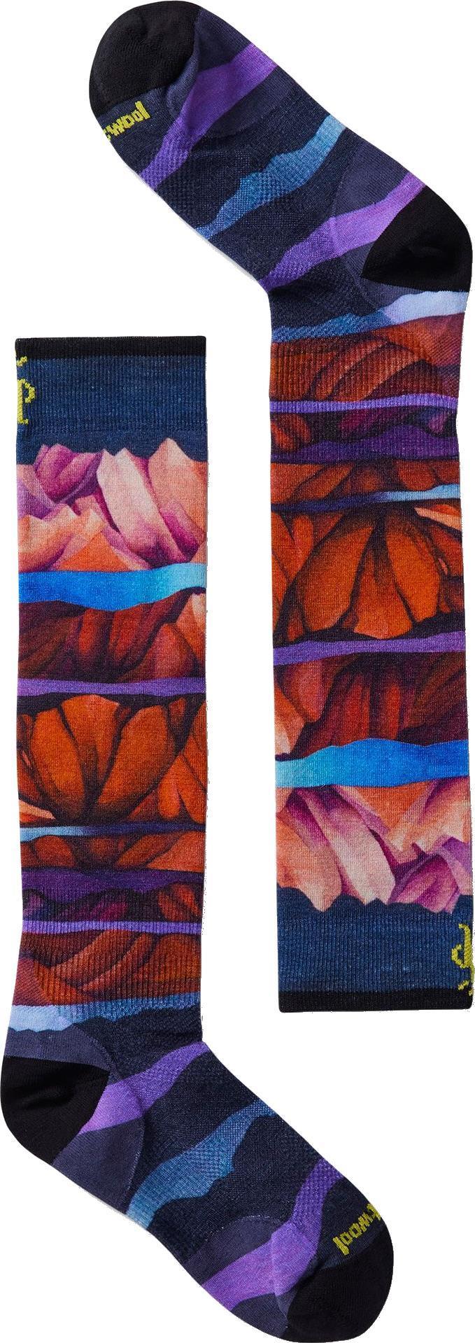 Performance Junior Ski Zero Cushion Mountain Print Over The Calf Socks - Kids