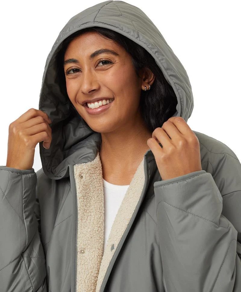 Recycled Boucle Reversible Long Jacket - Womens - Image 12
