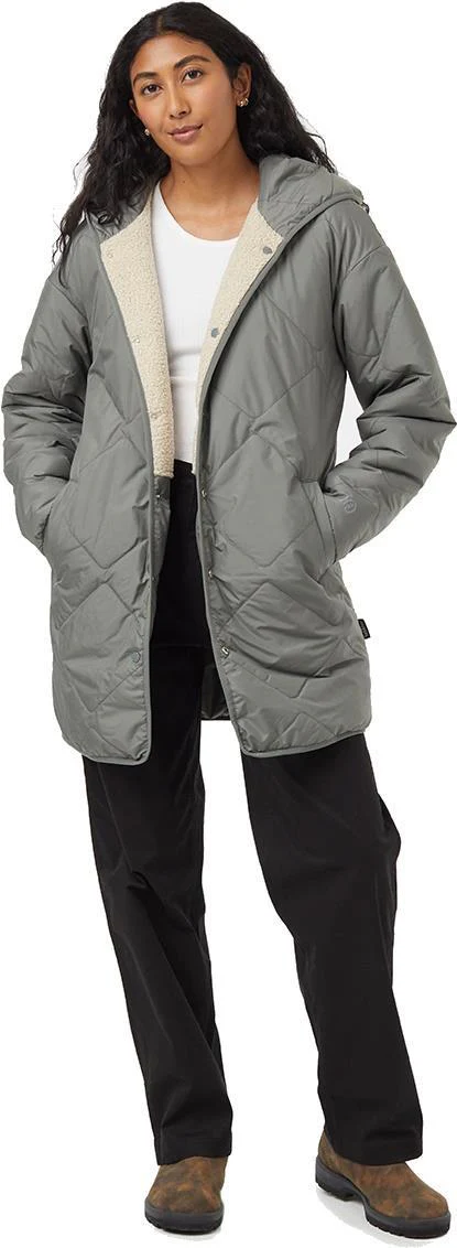 Recycled Boucle Reversible Long Jacket - Womens - Image 13
