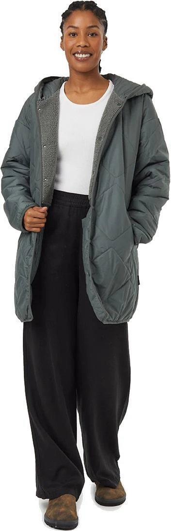 Recycled Boucle Reversible Long Jacket - Womens - Image 6