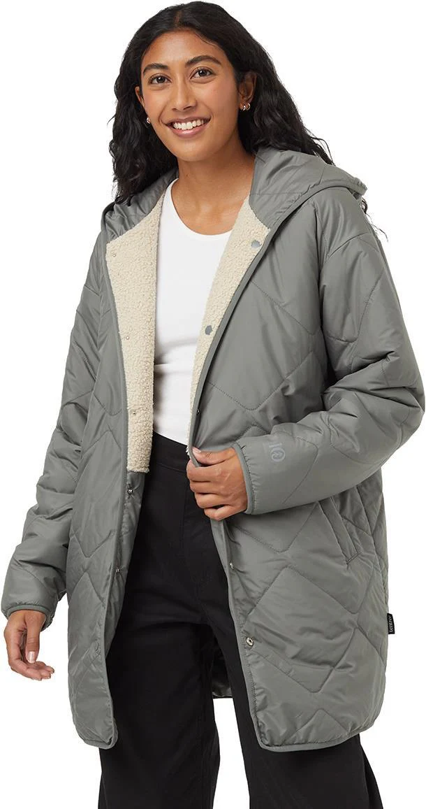 Recycled Boucle Reversible Long Jacket - Womens - Image 7