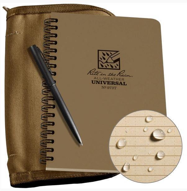 Side Spiral Notebook Kit - Tan Cover, 3 x 5" Notebook + Clicker Pen - Image 2