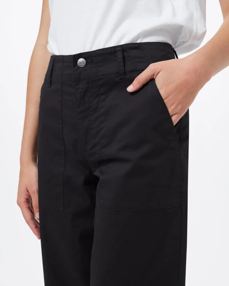 Twill Cropped Wide Leg Pants - Womens - Image 2