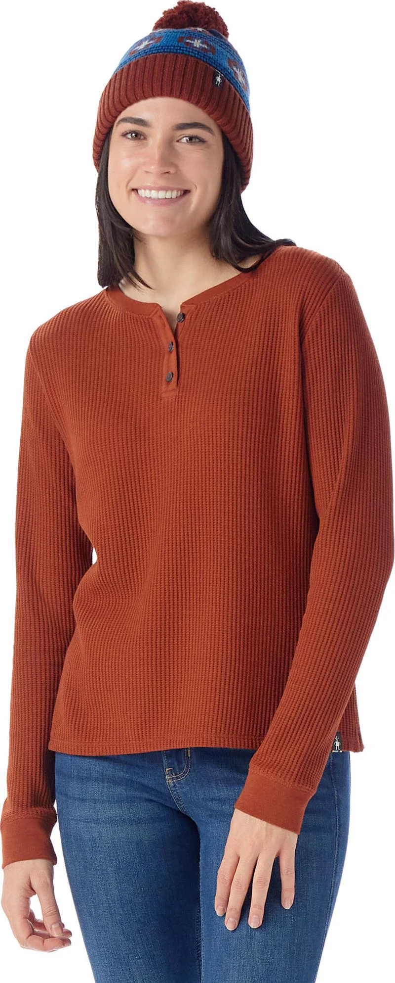 Waffle Long Sleeve Henley - Womens - Image 2