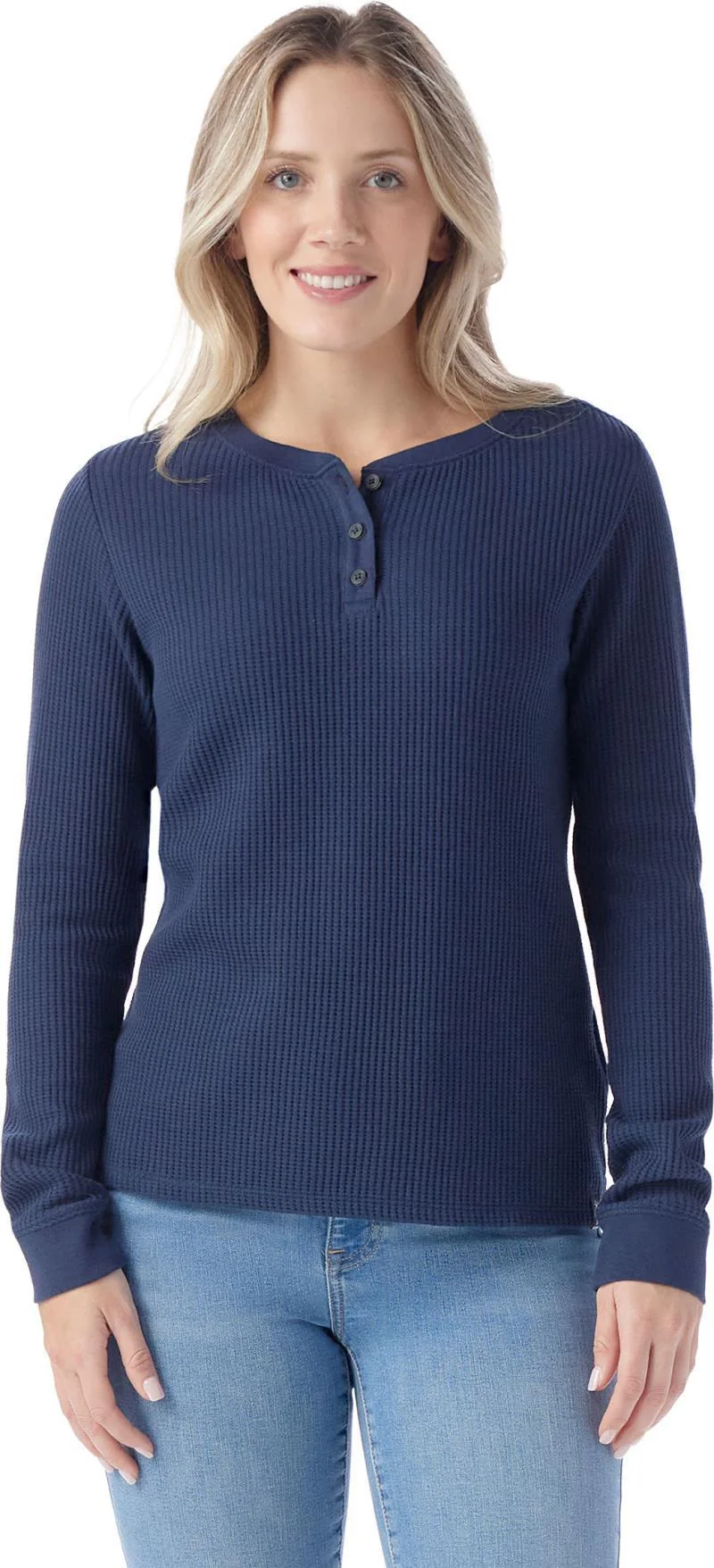 Waffle Long Sleeve Henley - Womens - Image 8